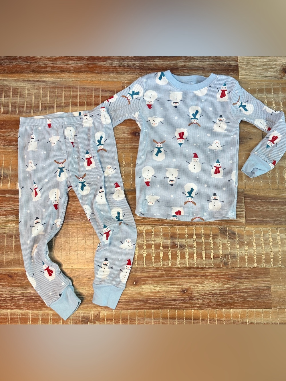 Carter’s Holiday Christmas Snowman Waffle Pajamas